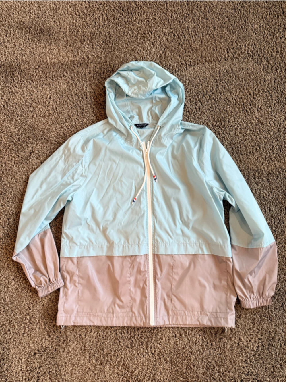 Women's AVOOGUE Raincoat Jacket Size L Light Blue and Beige